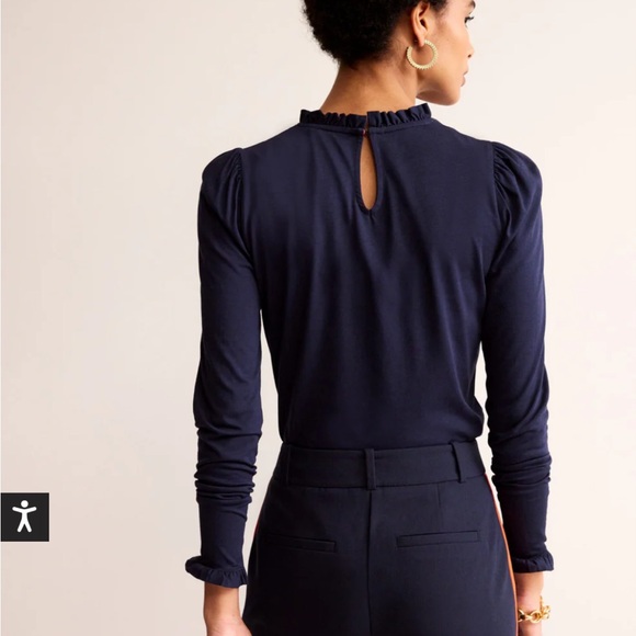 Boden Supersoft Frill Detail Top size 6 Navy Blue NWOT - Picture 4 of 15
